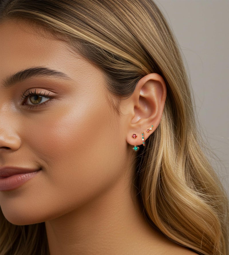 YEEZII Gold Stud Earrings for Women, 6 Pairs 14K Hypoallergenic Cartilage Earrings for Multiple Piercing, Dainty Small Stackable Gold Hoop Earrings Set - Image 2