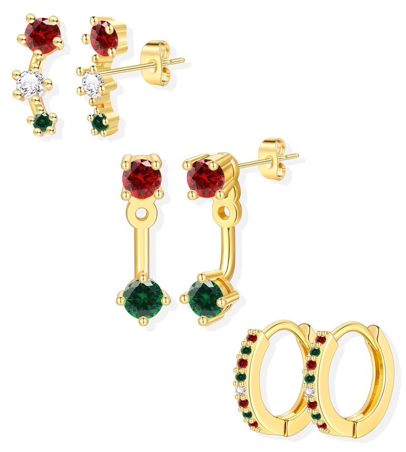 YEEZII Gold Stud Earrings for Women, 6 Pairs 14K Hypoallergenic Cartilage Earrings for Multiple Piercing, Dainty Small Stackable Gold Hoop Earrings Set - Image 1