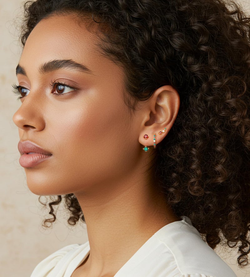 YEEZII Gold Stud Earrings for Women, 6 Pairs 14K Hypoallergenic Cartilage Earrings for Multiple Piercing, Dainty Small Stackable Gold Hoop Earrings Set - Image 3