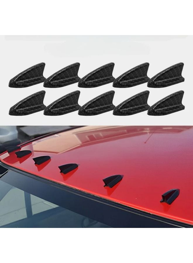 10 قطعة ملصقات هوائي زعنفة القرش لسقف السيارة أسود بنمط الكربون للزينة - Image 1