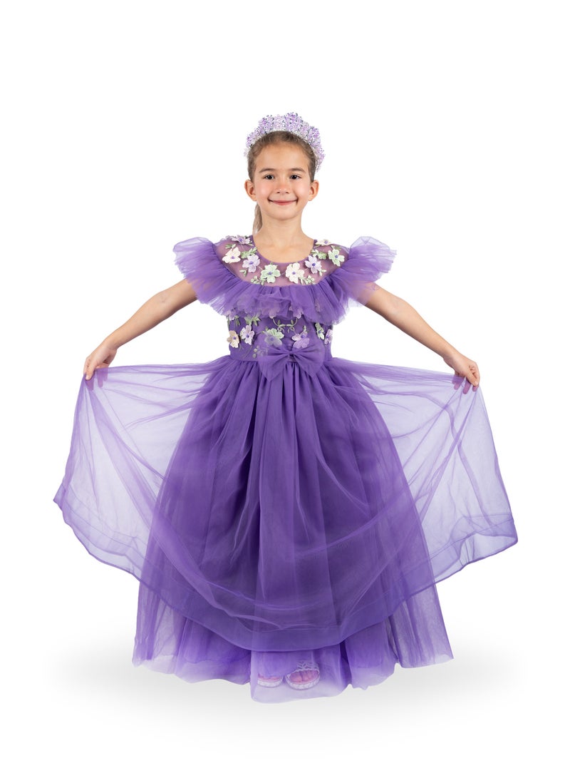 دىدانيالا فستان سهرة تول مزين بالزهور - Image 4