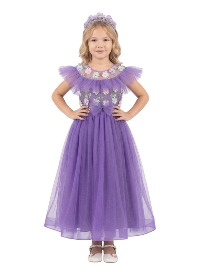 D'Daniela Floral Tulle Gown Dress - Image 1