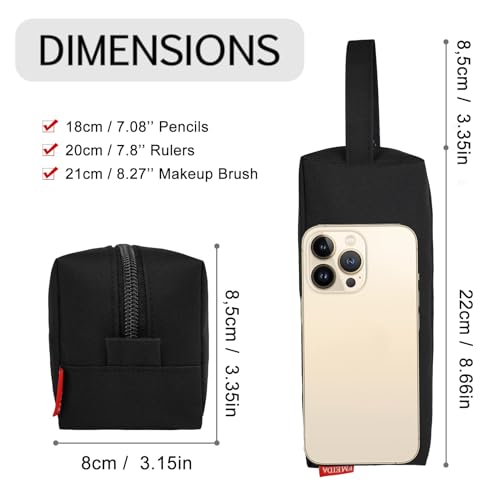 Fmeida Pencil Case Pouch - Water Resistant Pencil Pouch Portable Pencil Bag Simple Office Stationery Pouch with Handle Back to School Supplies - Black - Image 4