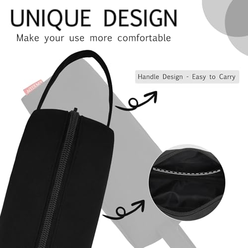 Fmeida Pencil Case Pouch - Water Resistant Pencil Pouch Portable Pencil Bag Simple Office Stationery Pouch with Handle Back to School Supplies - Black - Image 3
