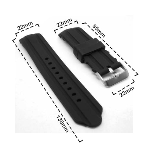 DBLACK ''DEMALO'' Premium Silicone Watch Strap, Curved Ends Design, Petal Design at the Tip, Matte Finish Silicone Watch Belt // For 20mm, 22mm, or 24mm Silicone Watch Band (Choose Your Size, Black) (Black, 22mm) - Image 3