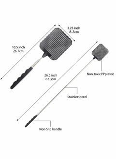 SYOSI Retractable Fly Swatters, Extendable Fly Swatter, Telescopic Strong Plastic Flexible Manual Fly Swatter, Pest Control, Heavy Duty Durable Handles, Light Weight, Black, 5 Pack  - Image 2