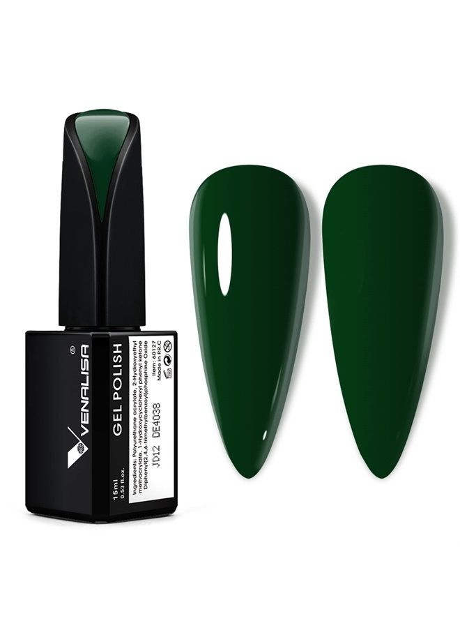 V VENALISA VENALISA 15ml Gel Nail Polish, Emerald Green Color Soak Off UV LED Nail Gel Polish Nail Art Starter Manicure Salon DIY at Home, 0.53 OZ  - Image 1