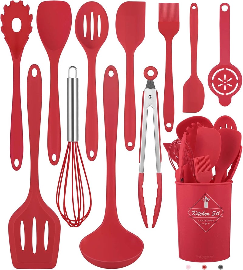 Pranski Kitchen Utensils Set-12 Pieces Silicone Cooking Utensils Set (Dishwasher Safe) 392°F Heat Resistant Spatula Set, Nonstick Cookware - Image 1