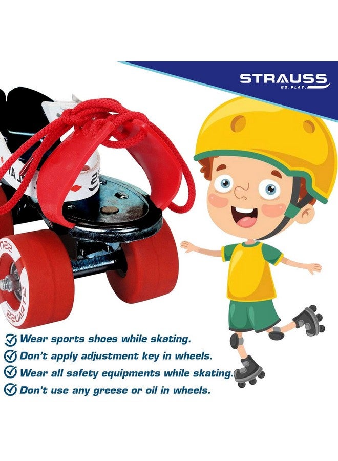 STRAUSS Junior Tenacity Roller Skates | Adjustable Shoe Size for Kids | 4 Wheels Skates for Boys and Girls | for Indoor and Outdoor Skating | Age Group 3-7 Years | Weight Capacity Upto 40kgs, Black