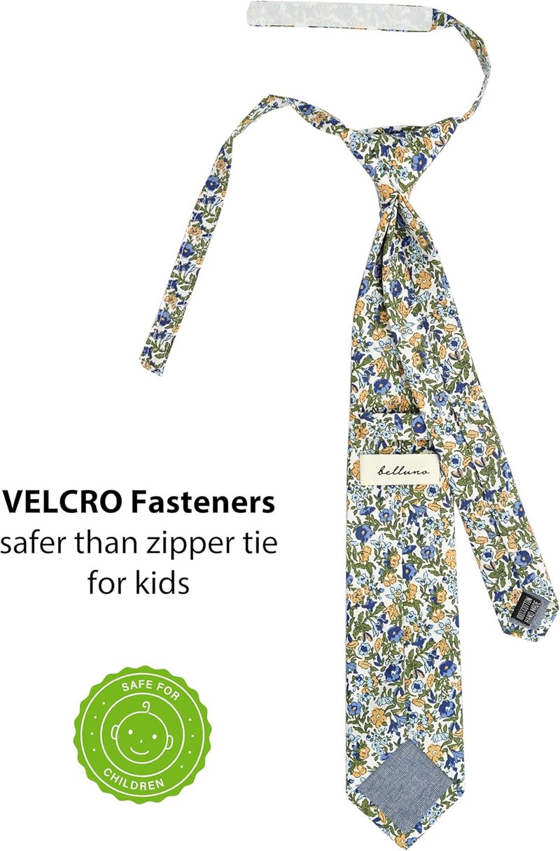 BELLUNO Boys' Floral Ties, Hook and Loop Pre-tied Flower Ties for Little Kids and Pre-teens - Image 1