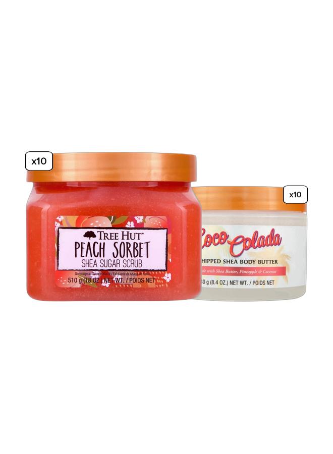 Tree Hut Peach Sorbet Shea Sugar Scrub & Coco Colada Whipped Body Butter Bundle - Image 1