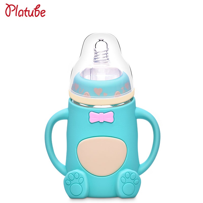 A Generation Of Baby Silicone Glass Bottle Baby Anti-Fall Anti-Flatulence Children'S Glass Bottle Mother And Baby Supplies - Image 1
