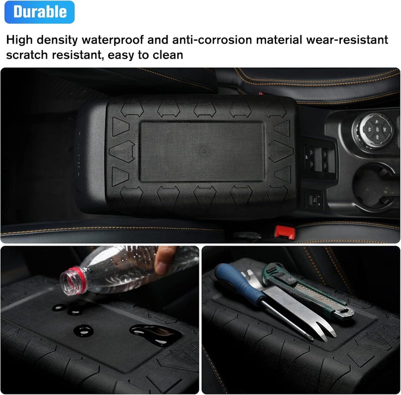 LitMiRaCle Center Console Armrest Cover Applicable to Ford Bronco 2021 2022 2023 2/4 Doors, Waterproof Car Interior Accessories Arm Rest Pad Cover Protector, Black - Image 5