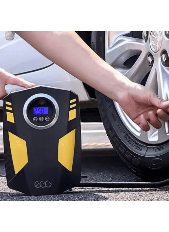 إج منفاخ هواء سيارات رقمي 12 فولت – إيقاف تلقائي، إضاءة LED، 100PSI، مضخة هواء سريعة – 120 واط بشاشة رقمية – عرض الصيف الحصري  - Image 2