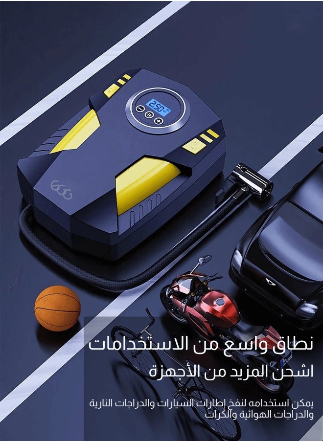 إج منفاخ هواء سيارات رقمي 12 فولت – إيقاف تلقائي، إضاءة LED، 100PSI، مضخة هواء سريعة – 120 واط بشاشة رقمية – عرض الصيف الحصري  - Image 4