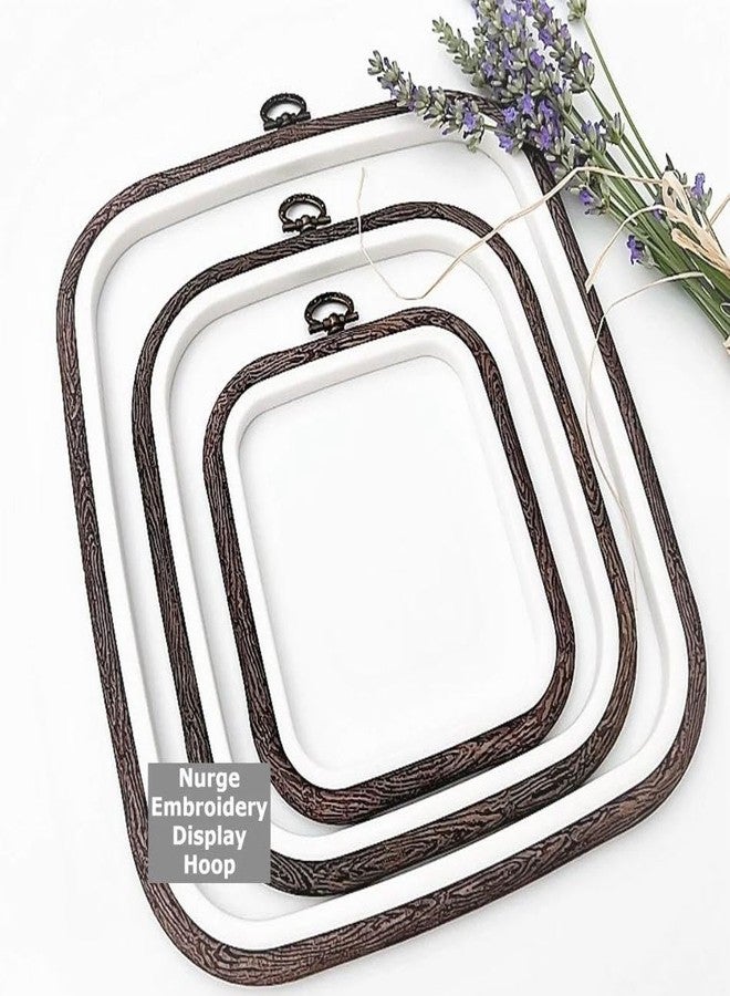 Nurge 3 Piece Embroidery Hoop Set Imitated Wood Display Frame, Plastic Cross Stitch Hoop, Rubber Embroidery Frame (Square Set, 3 Pcs Size Set) - Image 3