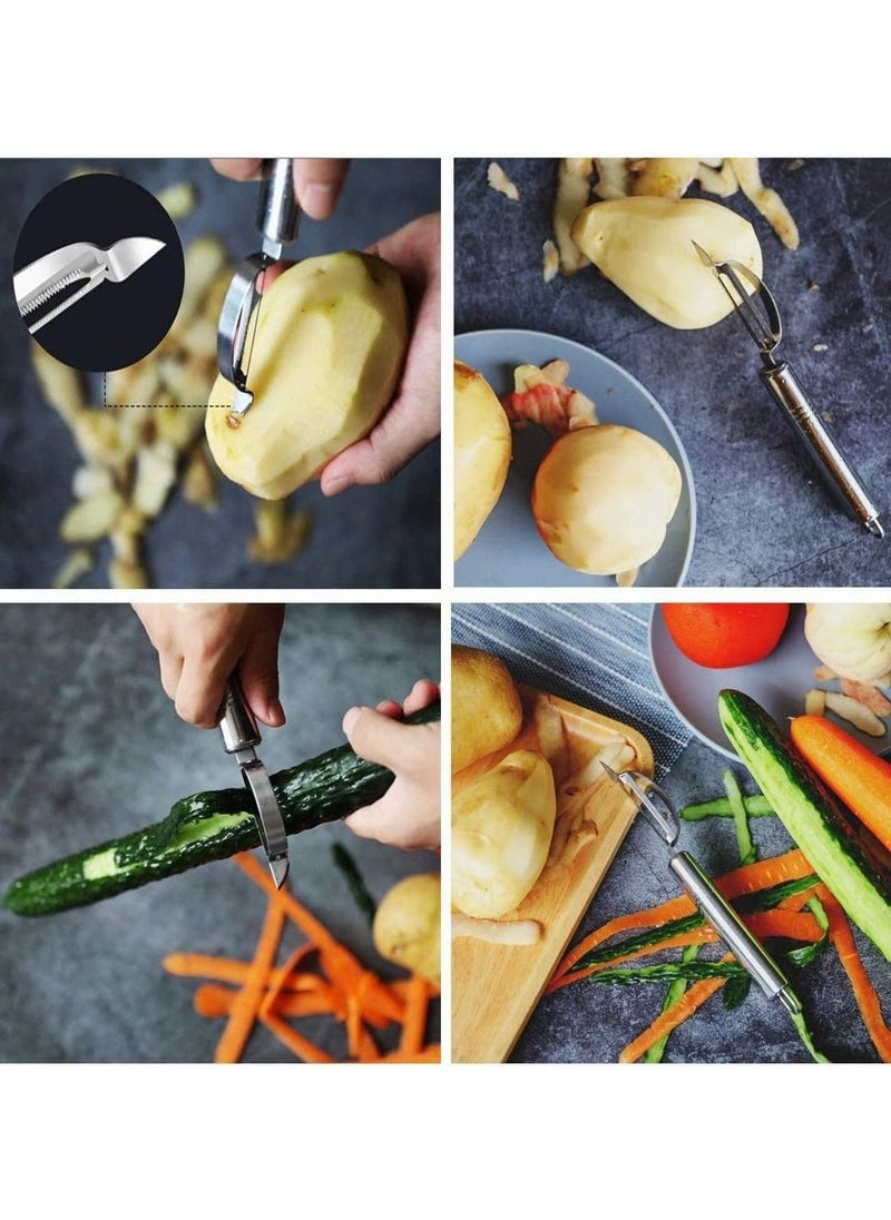 Y&D Peeler Grater, Stainless Steel Potato Cucumber Carrot Grater Vegetables Fruit Double Planing Kitchen Easy-grip Handheld Multifunctional for Apple Citrus, 2pcs  - Image 5