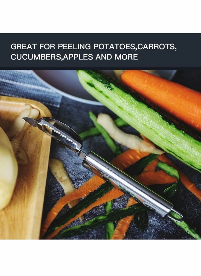 Y&D Peeler Grater, Stainless Steel Potato Cucumber Carrot Grater Vegetables Fruit Double Planing Kitchen Easy-grip Handheld Multifunctional for Apple Citrus, 2pcs  - Image 4