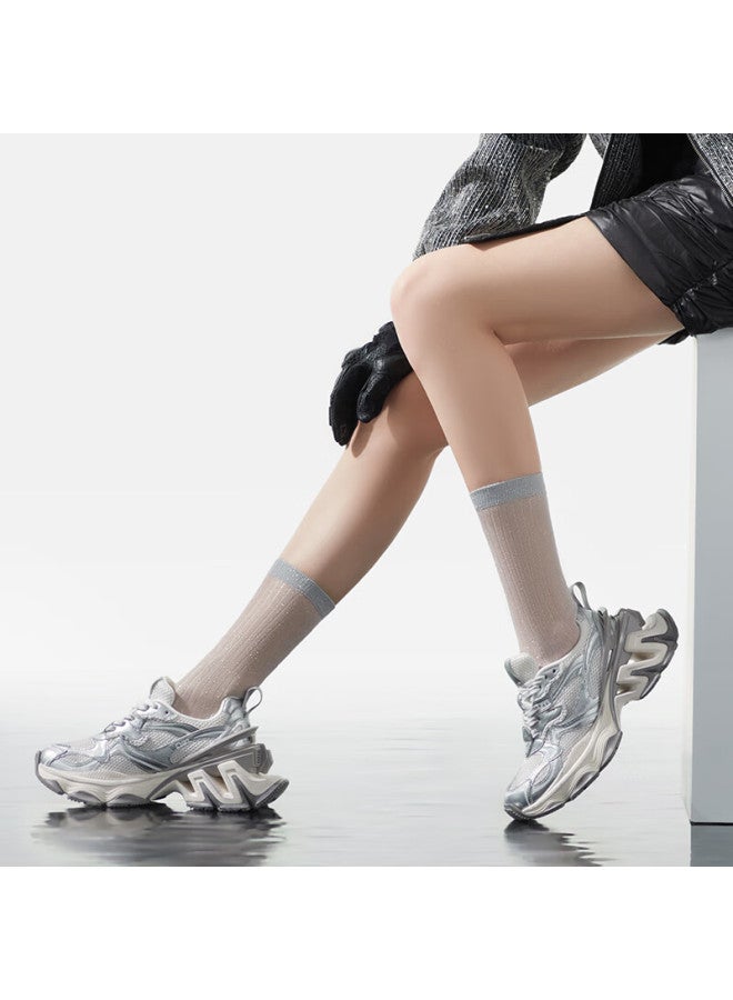Chery Kally Star Same Style Thick-soled Dad Shoes Women's Casual Sports Height-increasing Shoes Ld4216 Silver 38 - Image 1
