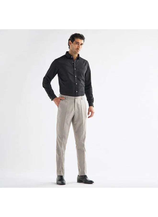 FAV Textured Trousers with Flexi Waistband and Pockets