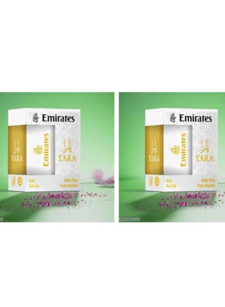 Emirates Yara Long Lasting Attar Floral Attar Roll On Perfume 6 ml 2 Pcs - Image 1