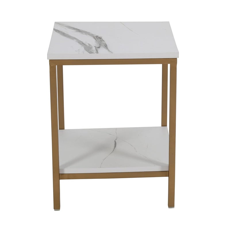 Priti Mordern Side Table Farm House Style Table Charter Golden with White Marble Top - Image 5