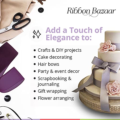 Ribbon Bazaar Sheer Organza Wired Ribbon - 100% Polyester Wire Edged Ribbon for Floral Decor, Table Arrangements, Apparel Embellishment & More - 1-1/2" White 25yd - Image 5