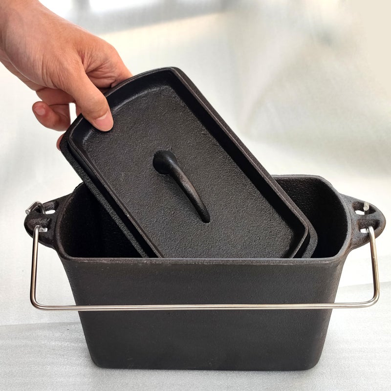 Voulosimi Cast Iron Loaf Oven Pan  433x492x866 Durable Loaf Pans Rectangular Baking Pan for home baking Bread Pan 2 QT
