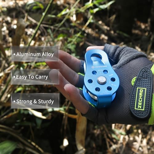NewDoar Fixed Plate Micro Pulley,26KN CE Certified General Purpose Small Aluminum Rope Pulleys for Climbing/Aloft Work/Rappelling/Rescue Etc(26KN Blue 2pcs) - Image 3