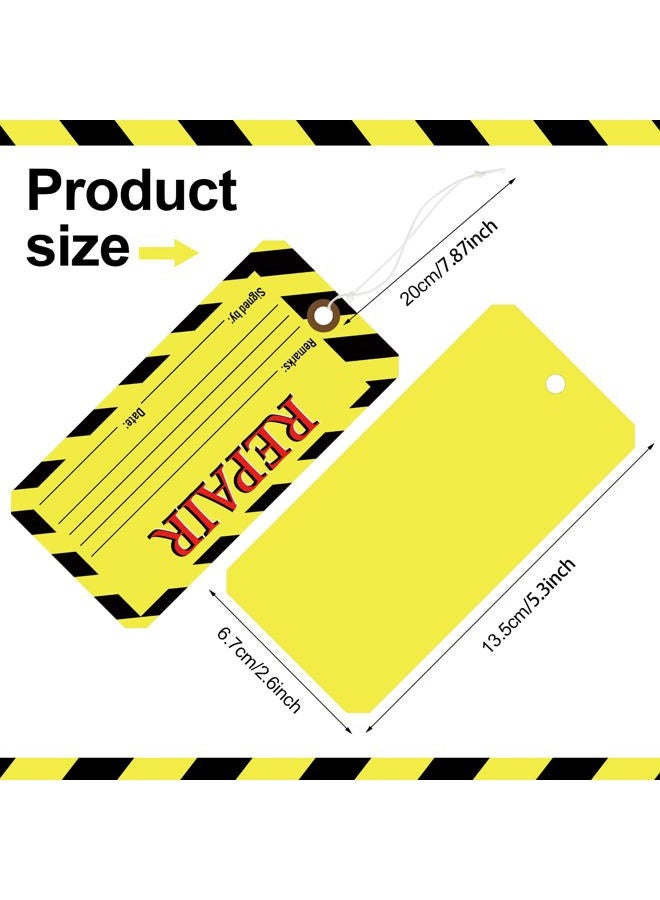Amyhill 120 Pack Repair Tags Yellow Maintenance Required Tags with Wire Production Quality Control Tags with 8 Inch Attached Cotton String, 2.6 x 5.3 Inch - Image 2