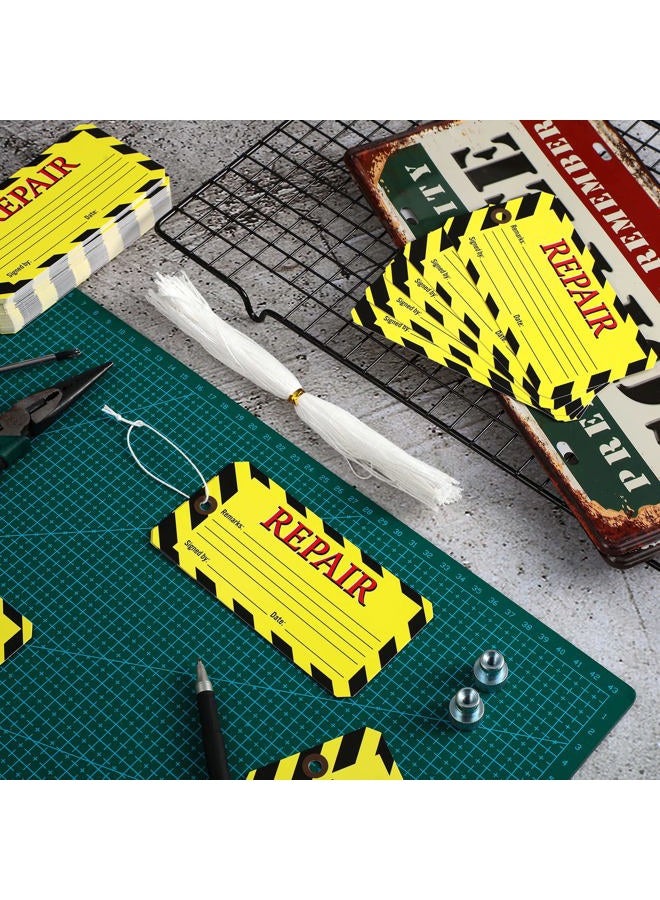 Amyhill 120 Pack Repair Tags Yellow Maintenance Required Tags with Wire Production Quality Control Tags with 8 Inch Attached Cotton String, 2.6 x 5.3 Inch - Image 5