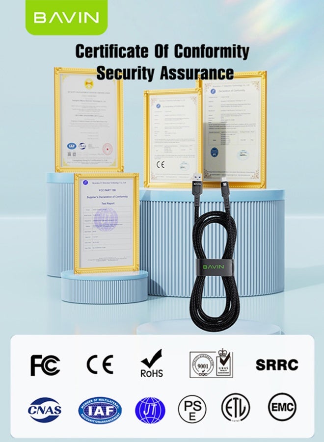 BAVIN USB Type C 1.2M Nylon Braided Fast Charging Cable Data Sync Transfer for all Android Mobile Phones - Image 3