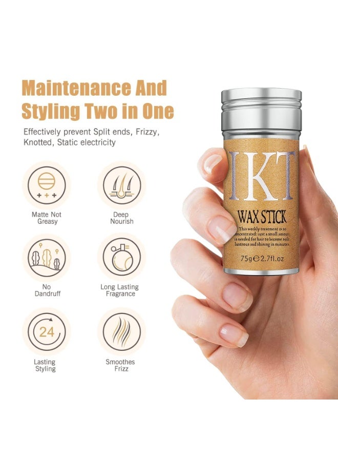 IKT Hair Wax Stick for Women & Men - Hair Slick Back Stick, Anti-Frizz and Fly Away Hair Tamer, No Residue Hair Finishing Stick for Flyaways, All Day Hold Styling Product for Smoothing Hair Strands 75gm. - Image 5