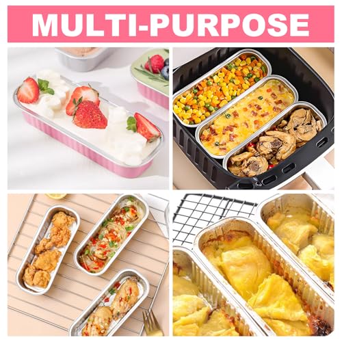 YOIYINI 30Pcs Mini Loaf Pans with Lids,Mini Cake Pans with Lids and Spoons,Mini Aluminum Pans with Lids,Small Cake Pans with Lids for Valentine's Day (30, pink) - Image 4