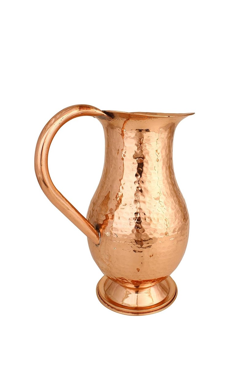 Smartserve Seamless Copper Hammered Jug Set of 5pcs 1 jug with 4 Drinking Glasses - Image 3