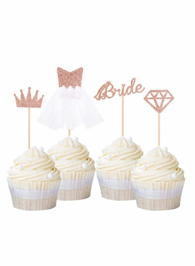 12pcs Rose Gold Diamond Ring Wedding Crown Cupcake Toppers bride to be Cake Topper for Wedding Bridal Shower Birthday Party Decor  - Image 2