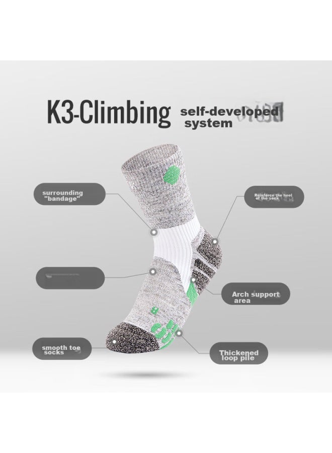 Keep Wool Hiking Socks, Outdoor Rock Climbing, Mountain Trekking, Moisture-wicking, Breathable, Professional Socks, Gray Pink, M