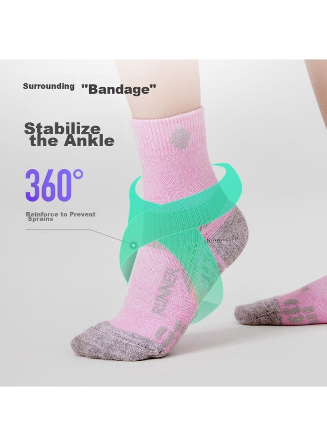 Keep Wool Hiking Socks, Outdoor Rock Climbing, Mountain Trekking, Moisture-wicking, Breathable, Professional Socks, Gray Pink, M