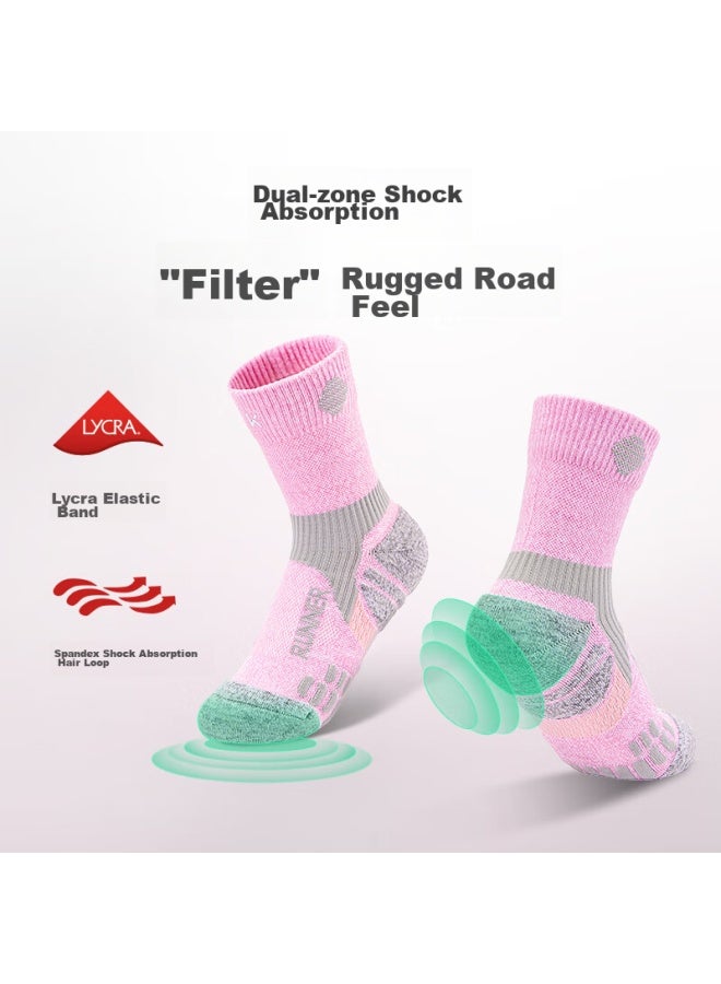 Keep Wool Hiking Socks, Outdoor Rock Climbing, Mountain Trekking, Moisture-wicking, Breathable, Professional Socks, Gray Pink, M