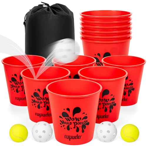 ROPODA روبودا عملاق يارد بونغ، ألعاب يارد مع دلاء ك durable وكور - اختر الأحمر الكبير، XL، أو الأخضر - يتوهج في الظلام، لعبة خارجية مع حقيبة حمل للشاطئ، الحديقة، خيار هدية رائع للعائلات - Image 1