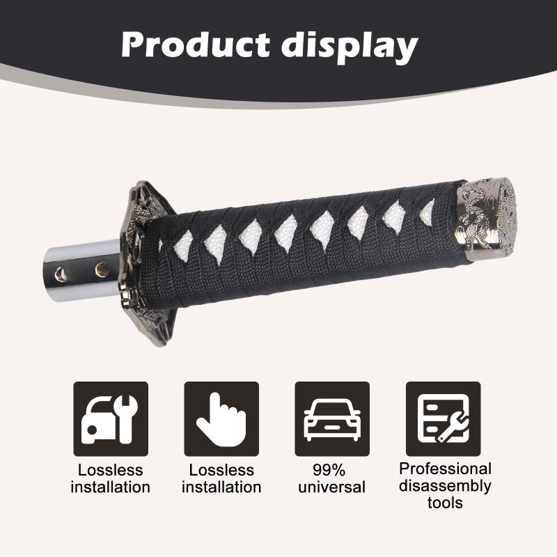 Gseigvee 1 PC Car Katana Samurai Gear Shift Head, 6.1" Shift Knob Protective Cover with 4 Adapter, Personalized Gear Lever, Universal for Most Manual Transmission Cars (White & Black) - Image 5