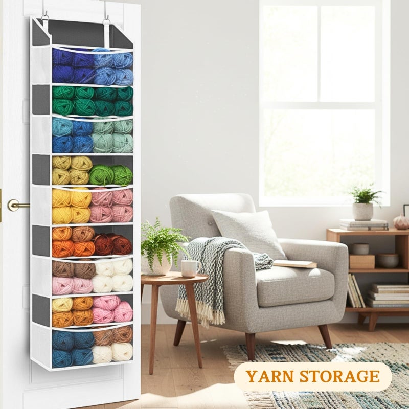 Ofiray-home Over Door Organizer with 5 Large Pockets, 5 Transparent Front Pockets & 10 Mesh Side Pockets, 50 lbs Weight Capacity Hanging Storage for Toys, Shoes, Diapers, Pantry â€“ Grey - Image 5