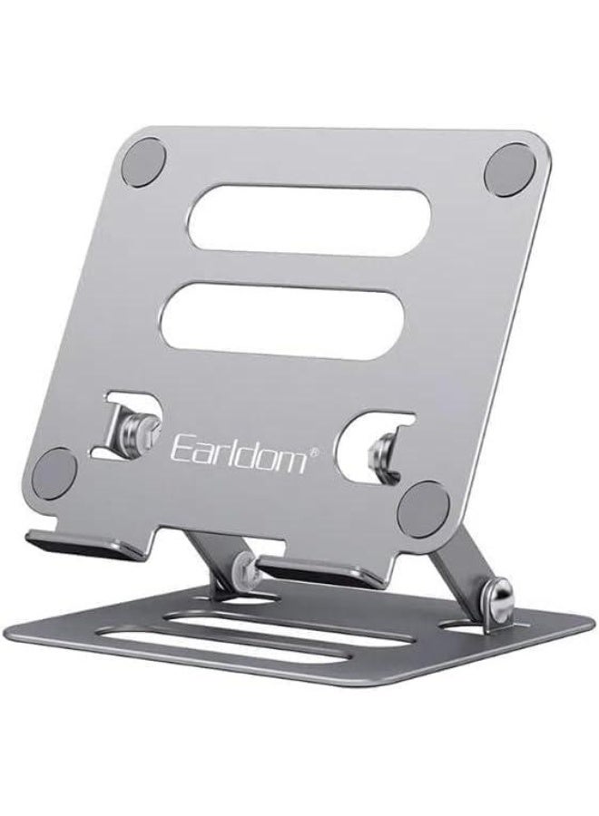 Earldom Foldable Aluminum Laptop Stand ET‑EH204 – 360° Adjustable Angle, Compatible with Laptops, Tablets, and Smartphones, Non-Slip Silicone Pads, Portable and Durable - Image 1