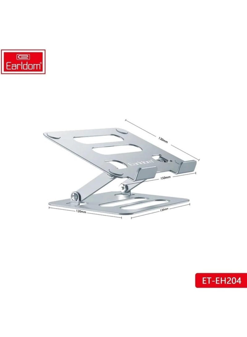 Earldom Foldable Aluminum Laptop Stand ET‑EH204 – 360° Adjustable Angle, Compatible with Laptops, Tablets, and Smartphones, Non-Slip Silicone Pads, Portable and Durable - Image 2