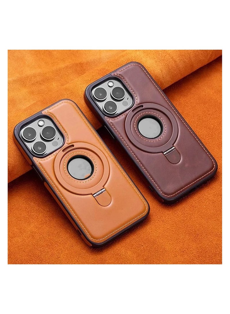 جراب هاتف فاخر من الجلد غير المرئي لهاتف iPhone 16، غطاء نحيف مقاوم للصدمات، مع حامل حلقي مغناطيسي غير مرئي، غطاء خلفي من الجلد بملمس عملي - Image 3