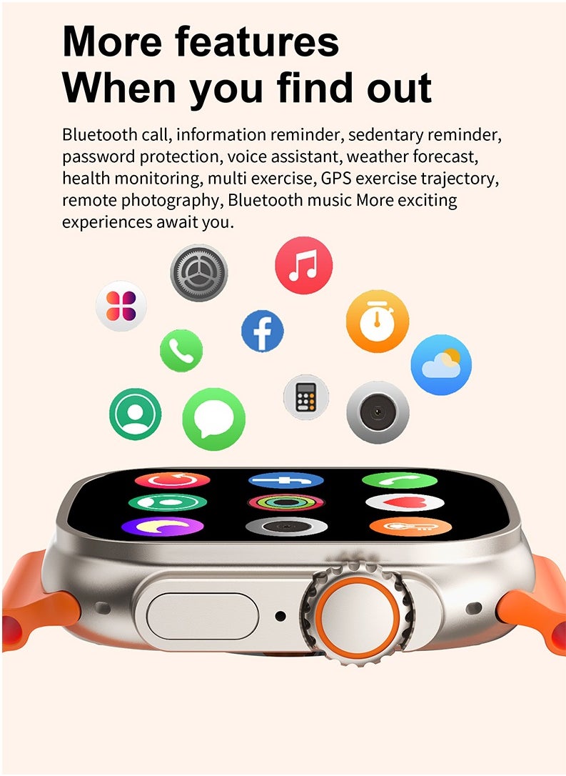 T900 Ultra Bluetooth Calling Smart Watch, 2.2" Big Display Multifunctional Smart Sports Watch, 220mah Battery Waterproof Smart Wrist Watch With All Sports Features and Health Tracker, (Blue)