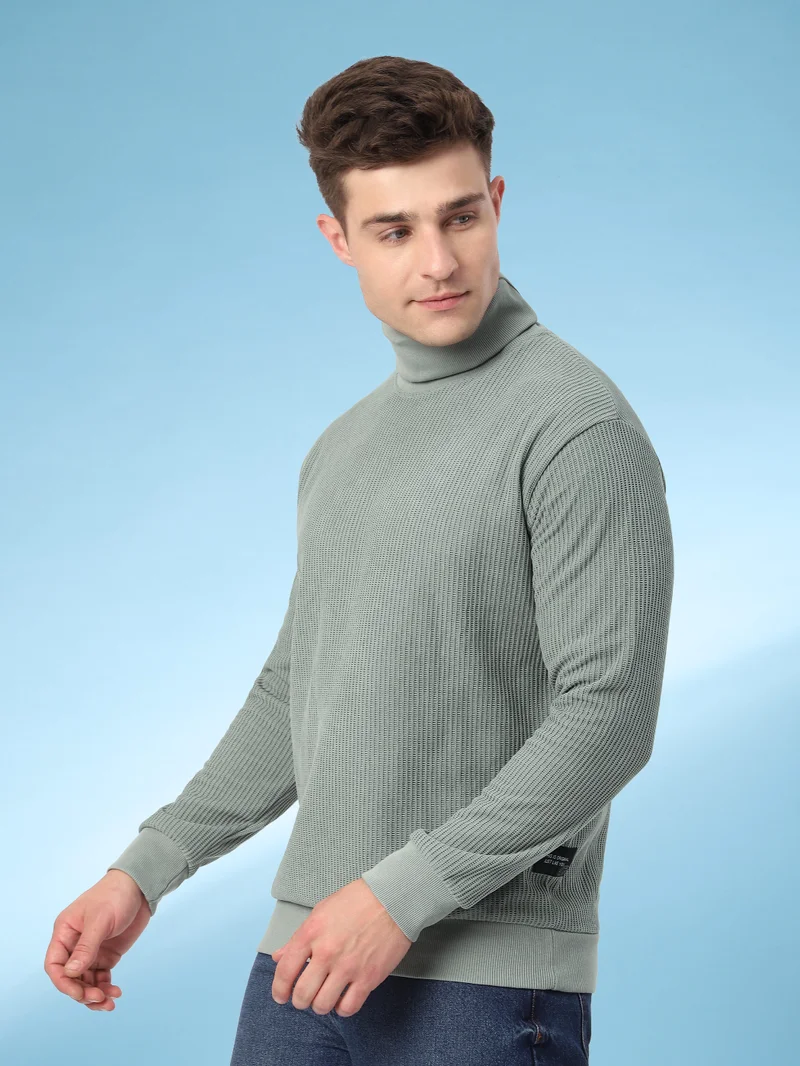 Beyoung Grey Turtle Neck Sweatshirt