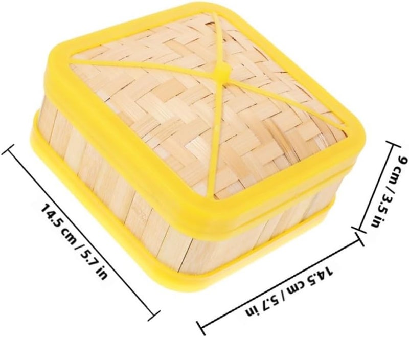 Steamer Basket with Cover 5-inch Square Set, Natural Material, Chinese Dumpling and Vegetable Steamer for Cooking Dim Sum and Buns - Image 2