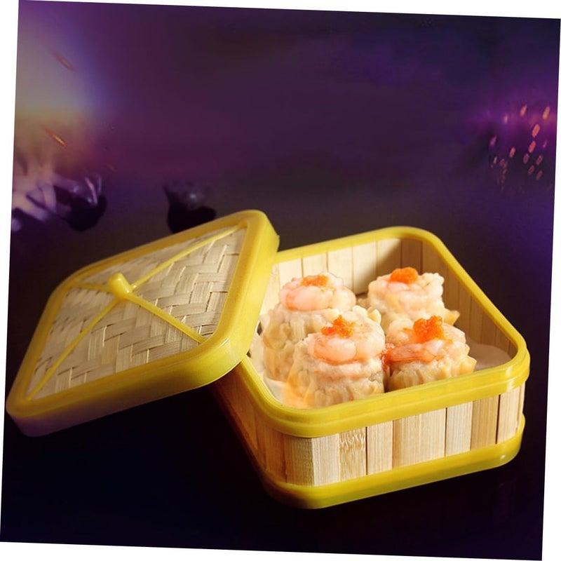 Steamer Basket with Cover 5-inch Square Set, Natural Material, Chinese Dumpling and Vegetable Steamer for Cooking Dim Sum and Buns - Image 5