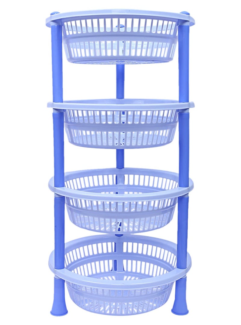 Kuber Industries Plastic 4-Tier Multi-Purpose Round Storage Basket, Organizer, Shelf Rack (Blue)-50KM01711 - Image 2